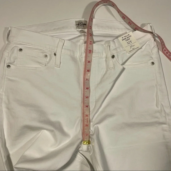New J Crew Tall 9” Mid Rise Demi Boot Crop Jeans White 32T - Picture 5 of 11